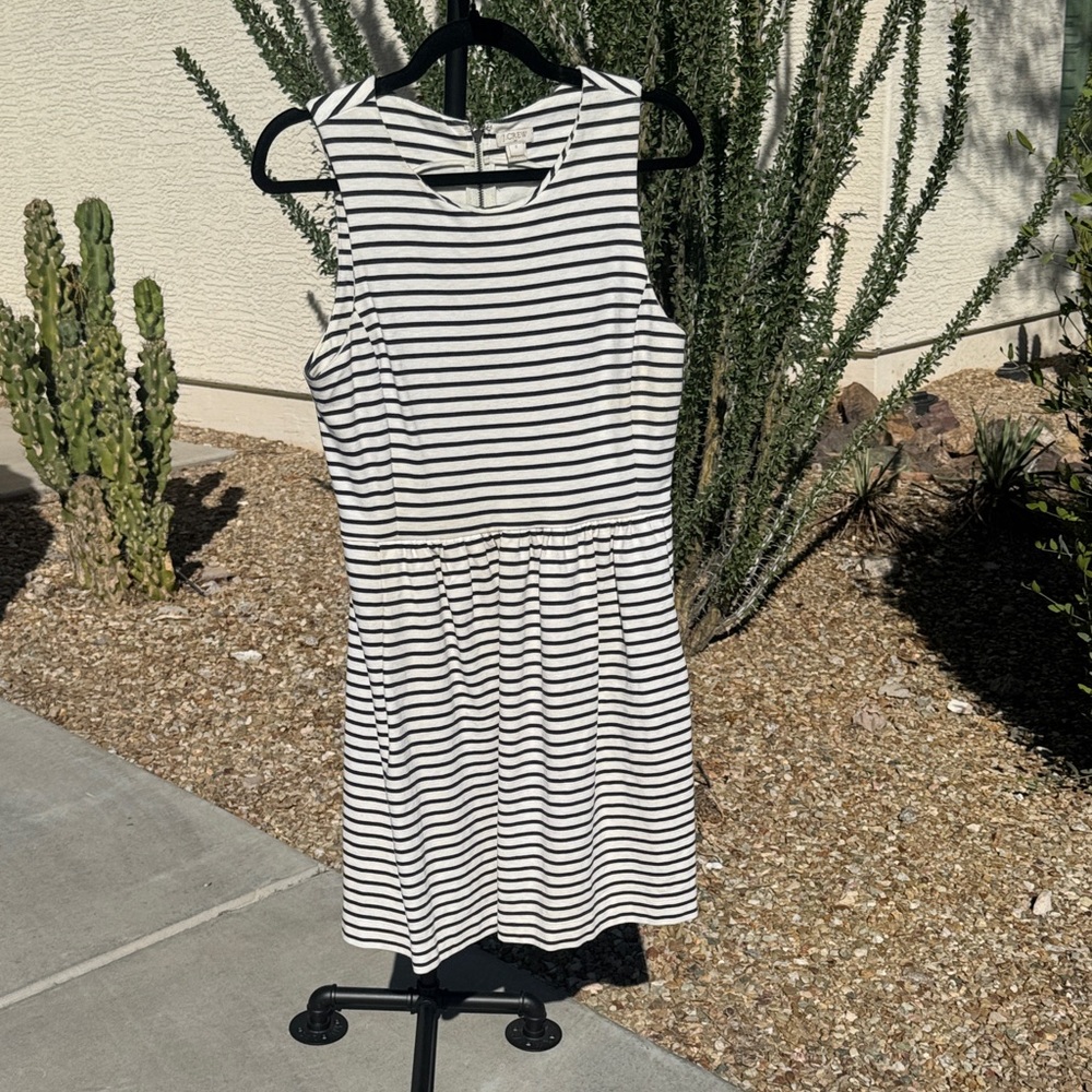 EUC J. Crew Striped Black and White Sleeveless Dress